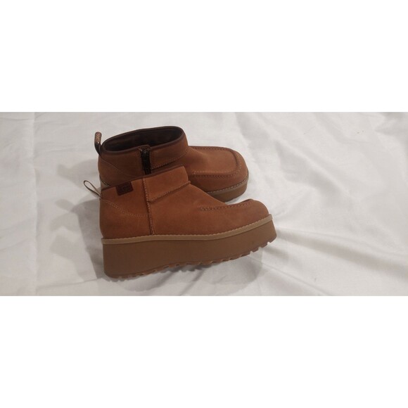 Women's Tan Suede Platform Ankle Boot - Picture 10 of 14